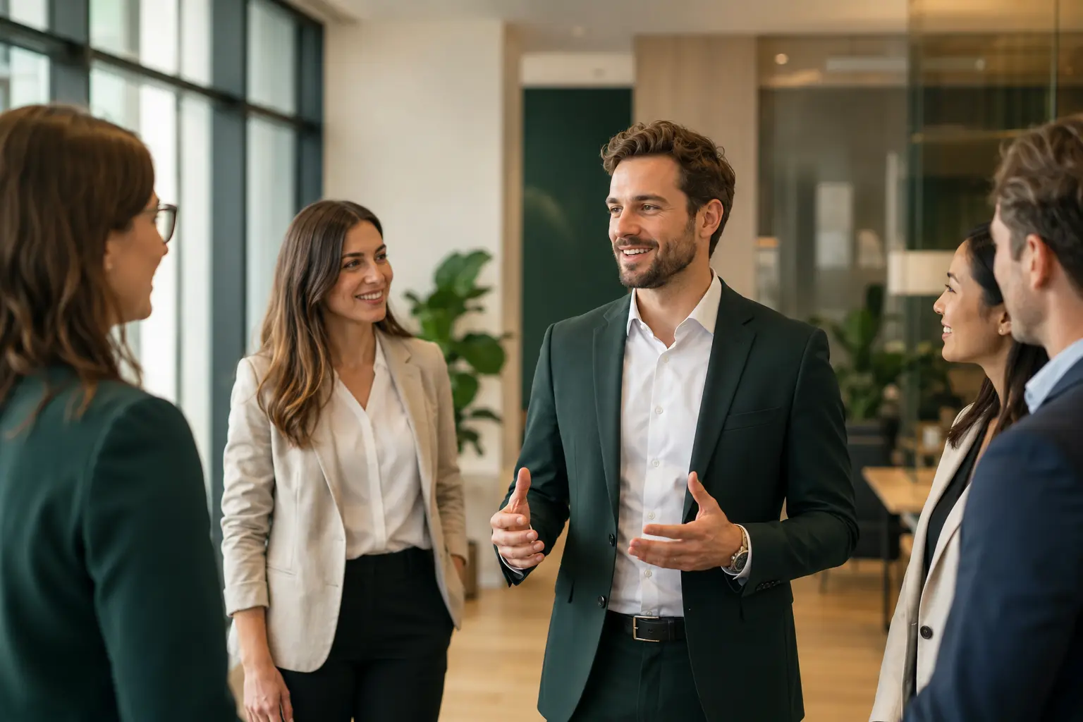 Finanzberater im persönlichen Austausch mit einem professionellen Team